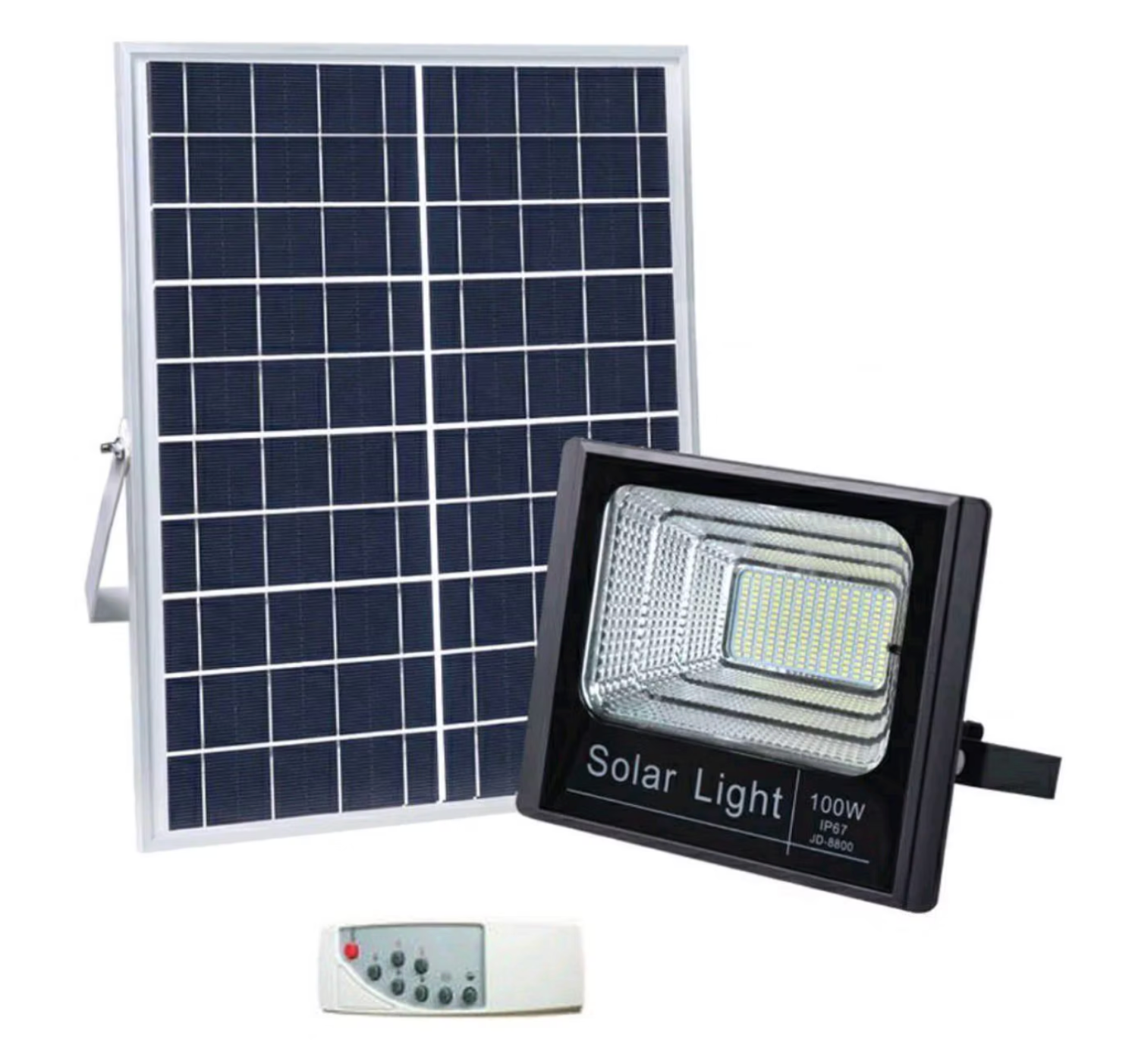 100W Solar LED Flood Light with Remote Control and LiFePO4 Battery
