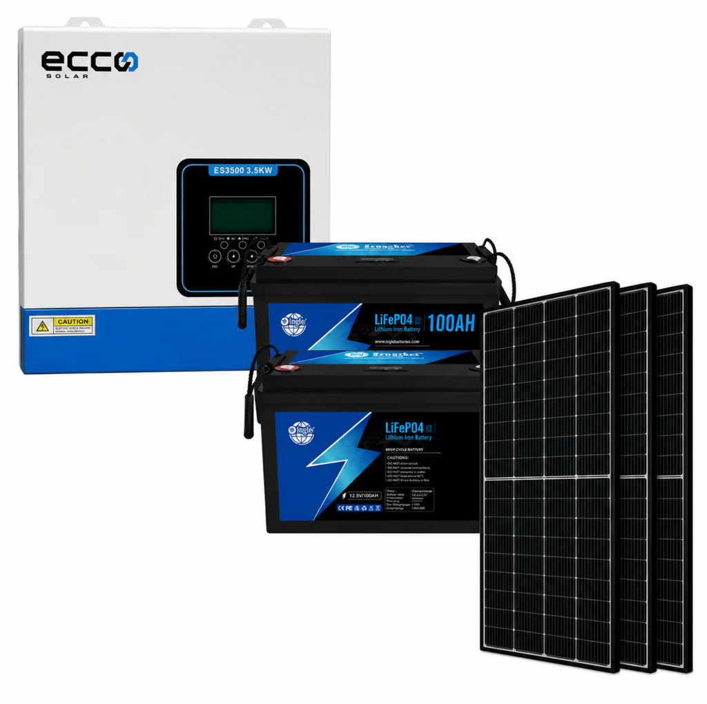 Ecco 3.5 KVA MPPT 100A Ecco 2.56 KwH Lithium 3X 460W Mono Solar Panels Combo Kit