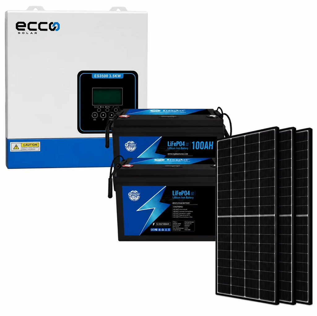 Ecco 3.5kVA Hybrid Solar Power Kit with 2.56kWh Lithium Battery & 3 x 460W Solar