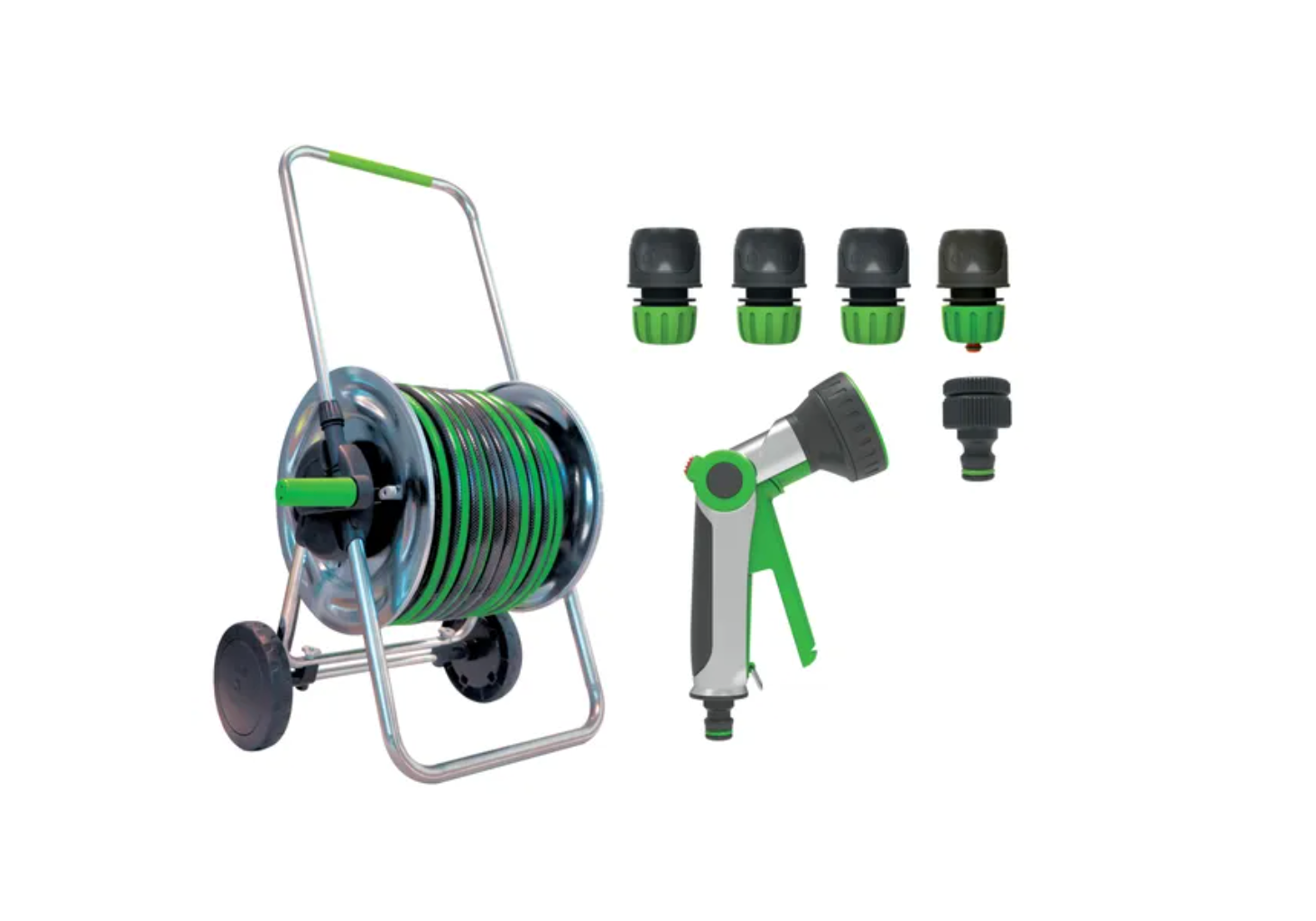 Geolia expandable metal hose reel + hose set 12.5mm x 35m