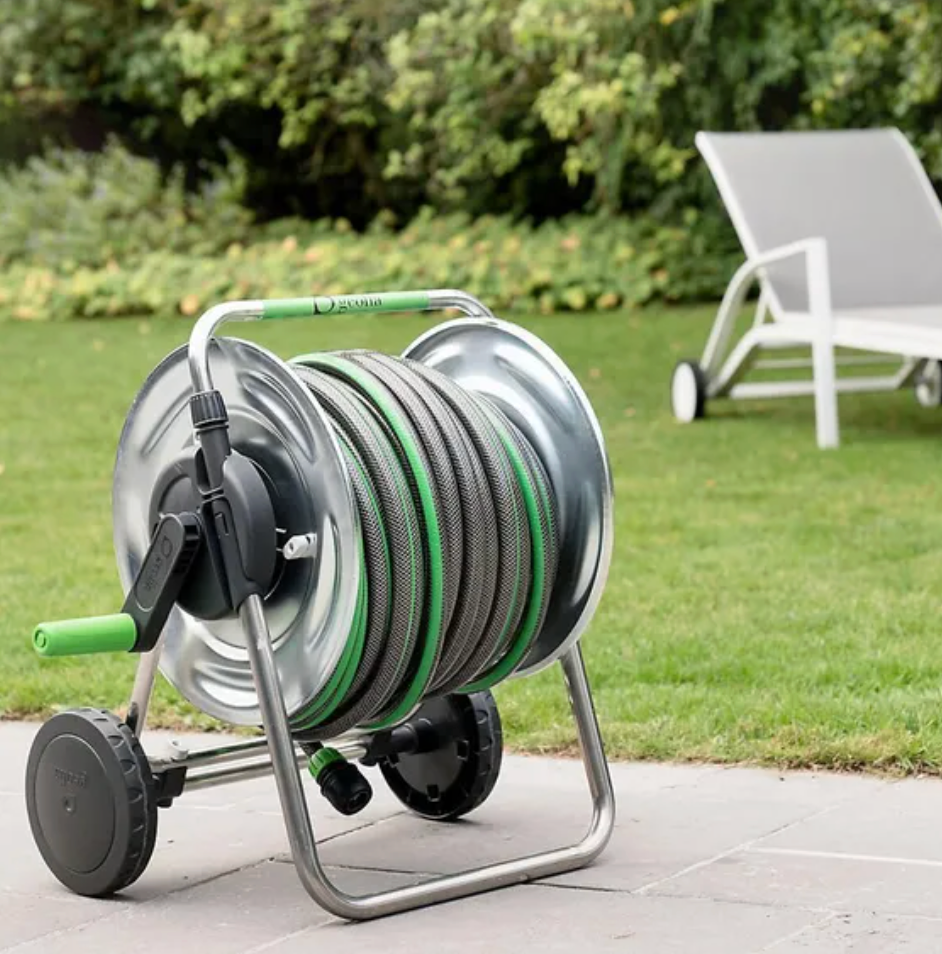 Geolia expandable metal hose reel + hose set 12.5mm x 35m