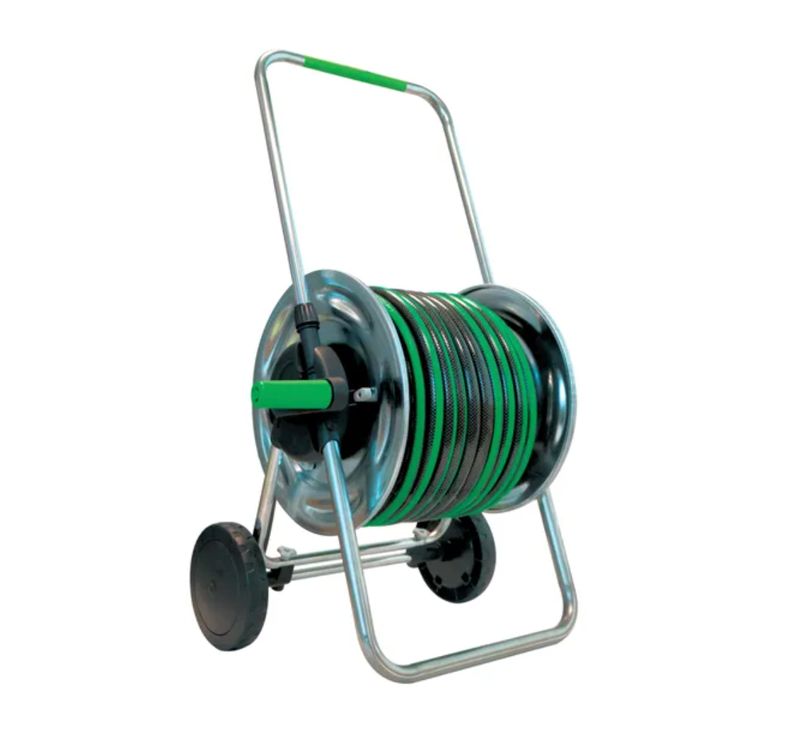 Geolia expandable metal hose reel + hose set 12.5mm x 35m