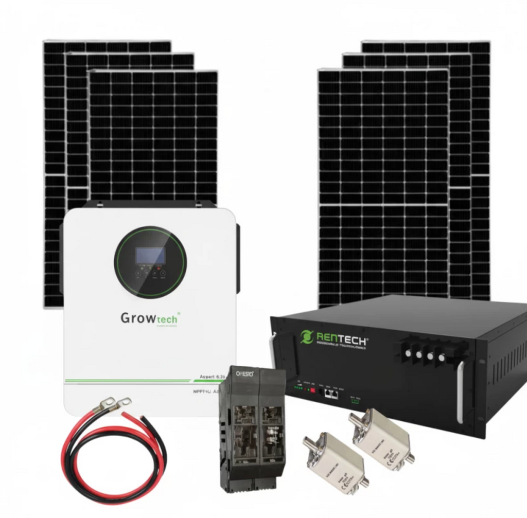 Growtech 6.2kW Solar System Pure Sine Wave Inverter  (With Battery)