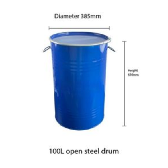 New 100 Litre Open Top Steel Drum