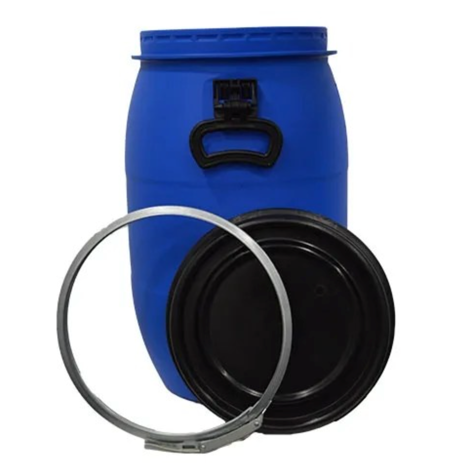 New 30 Litre Open Top Blue Plastic Drum