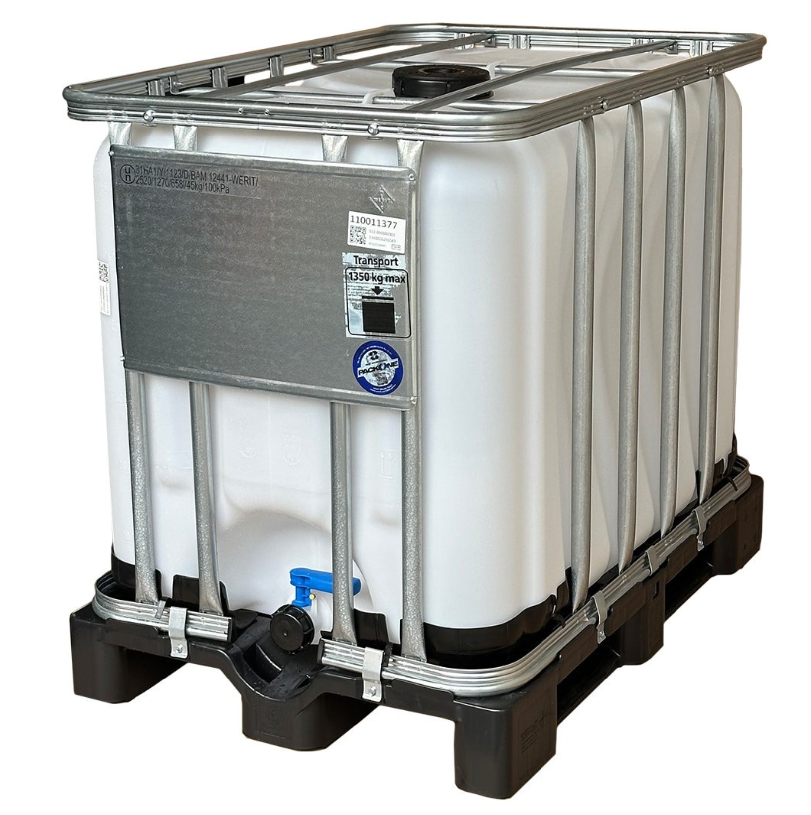 New 600 Litres Food Grade Clear IBC Tank on Plastic Pallet
