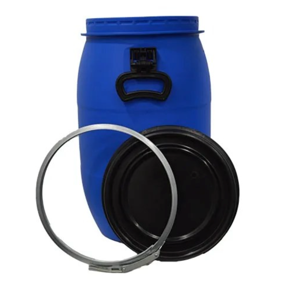 New 60 Litre Open Top Blue Plastic Drum