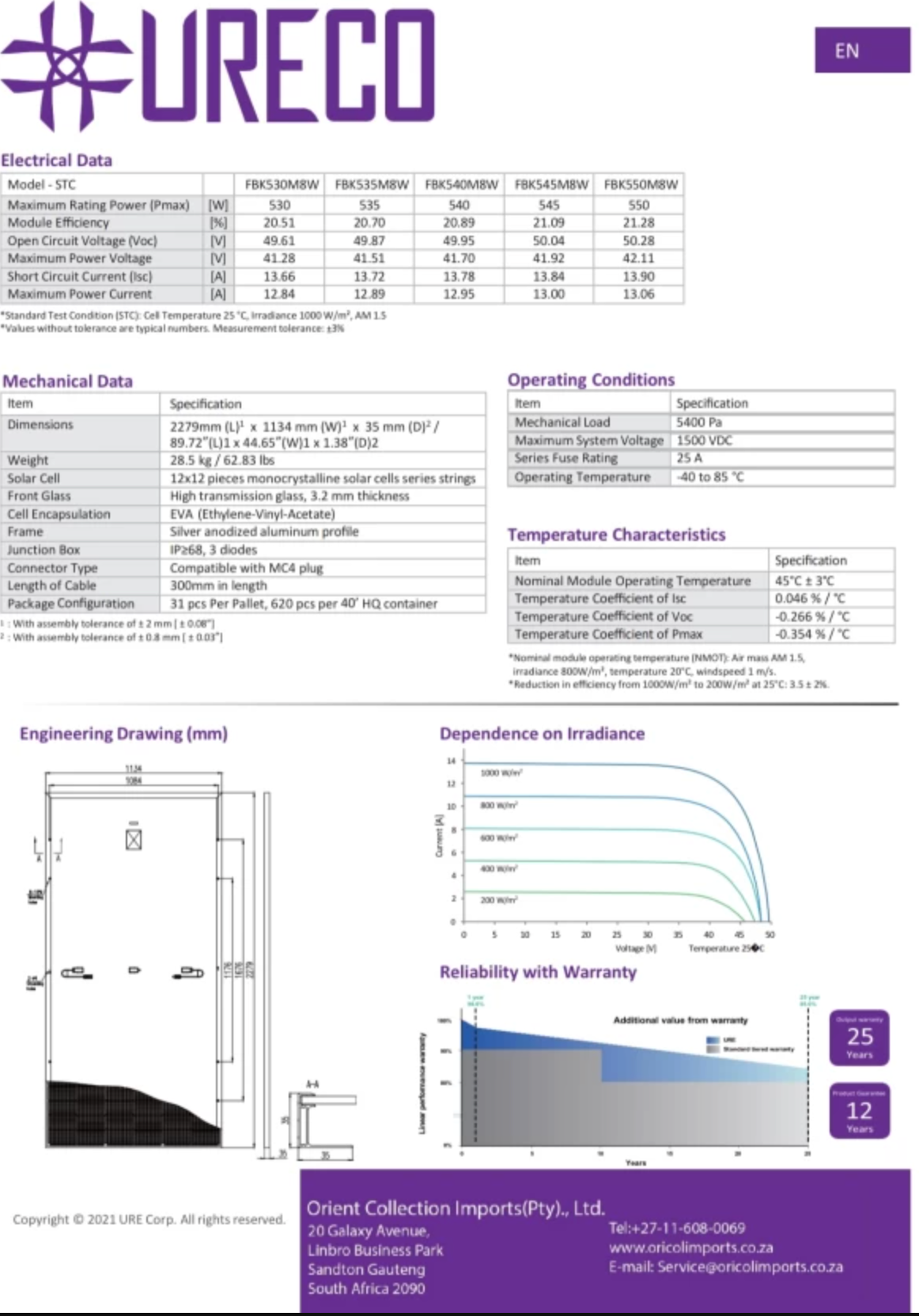 URECO 540W Solar Panel