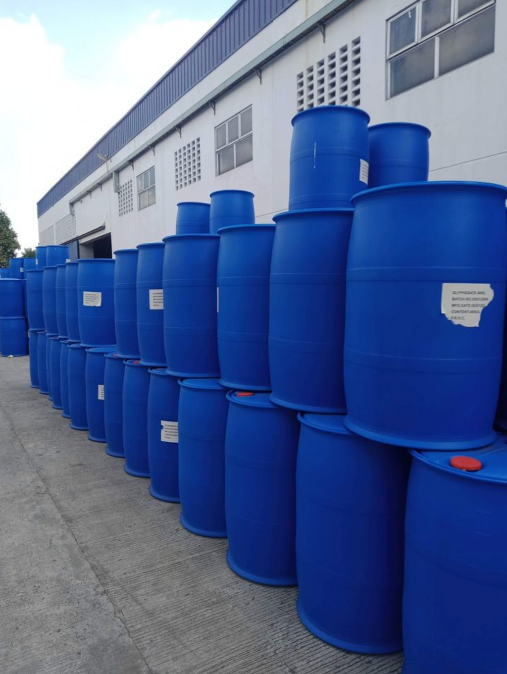 Used 210 Litre Close Top Blue Plastic Drum