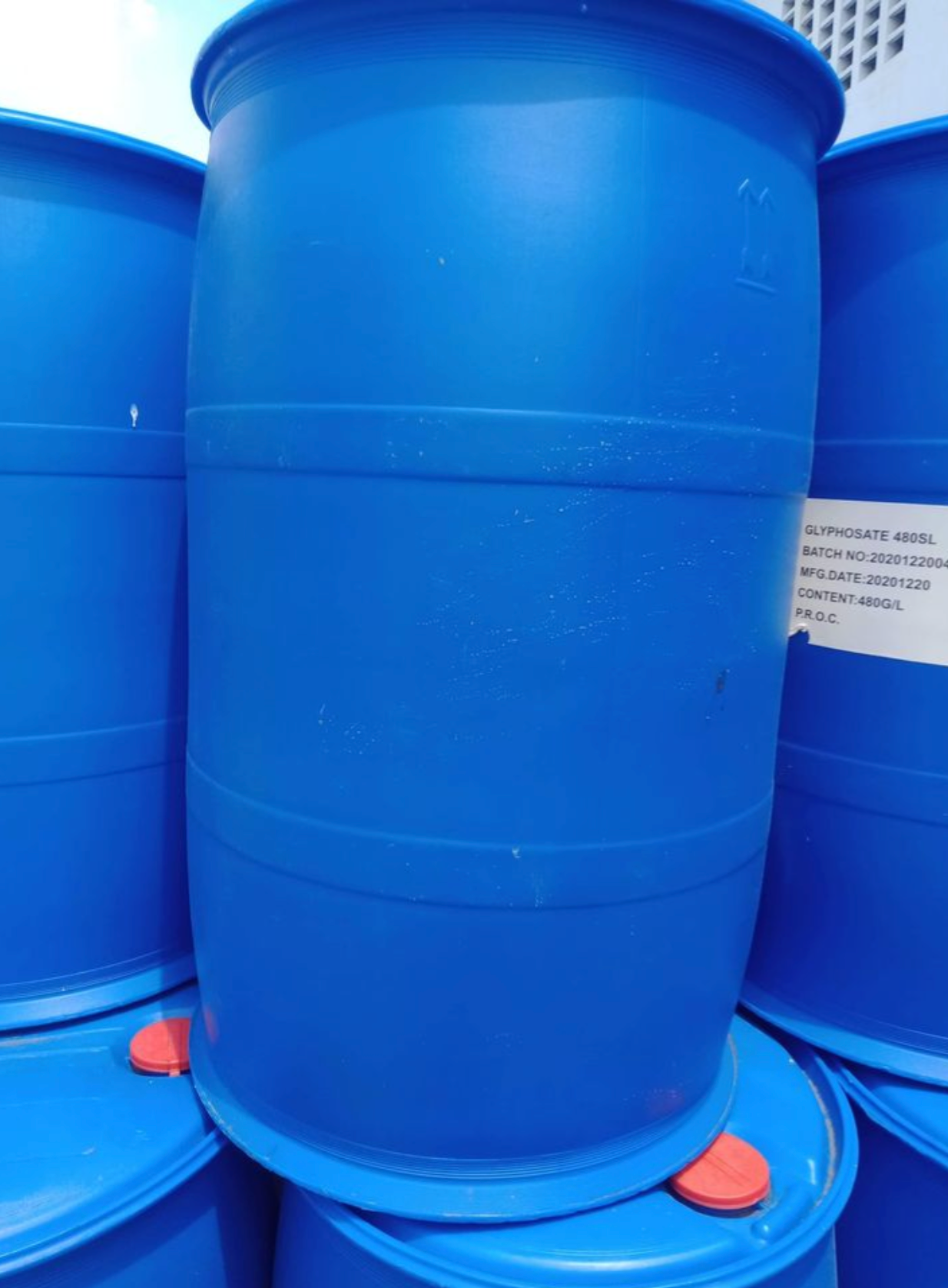 Used 210 Litre Close Top Blue Plastic Drum